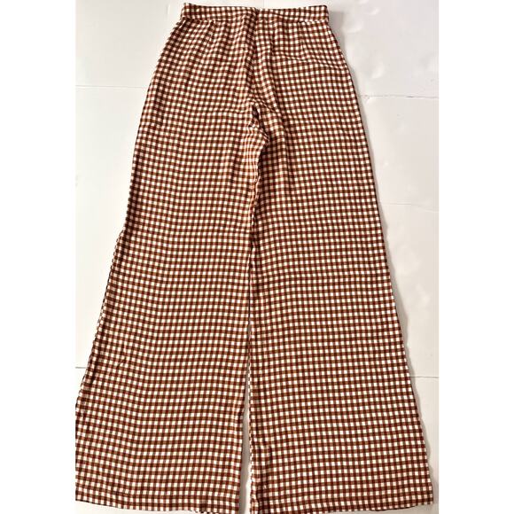 Reformation Sorrenti Wide Leg Pants Women Size 2 Chestnut Brown Check 90’s Y2K - Picture 11 of 12